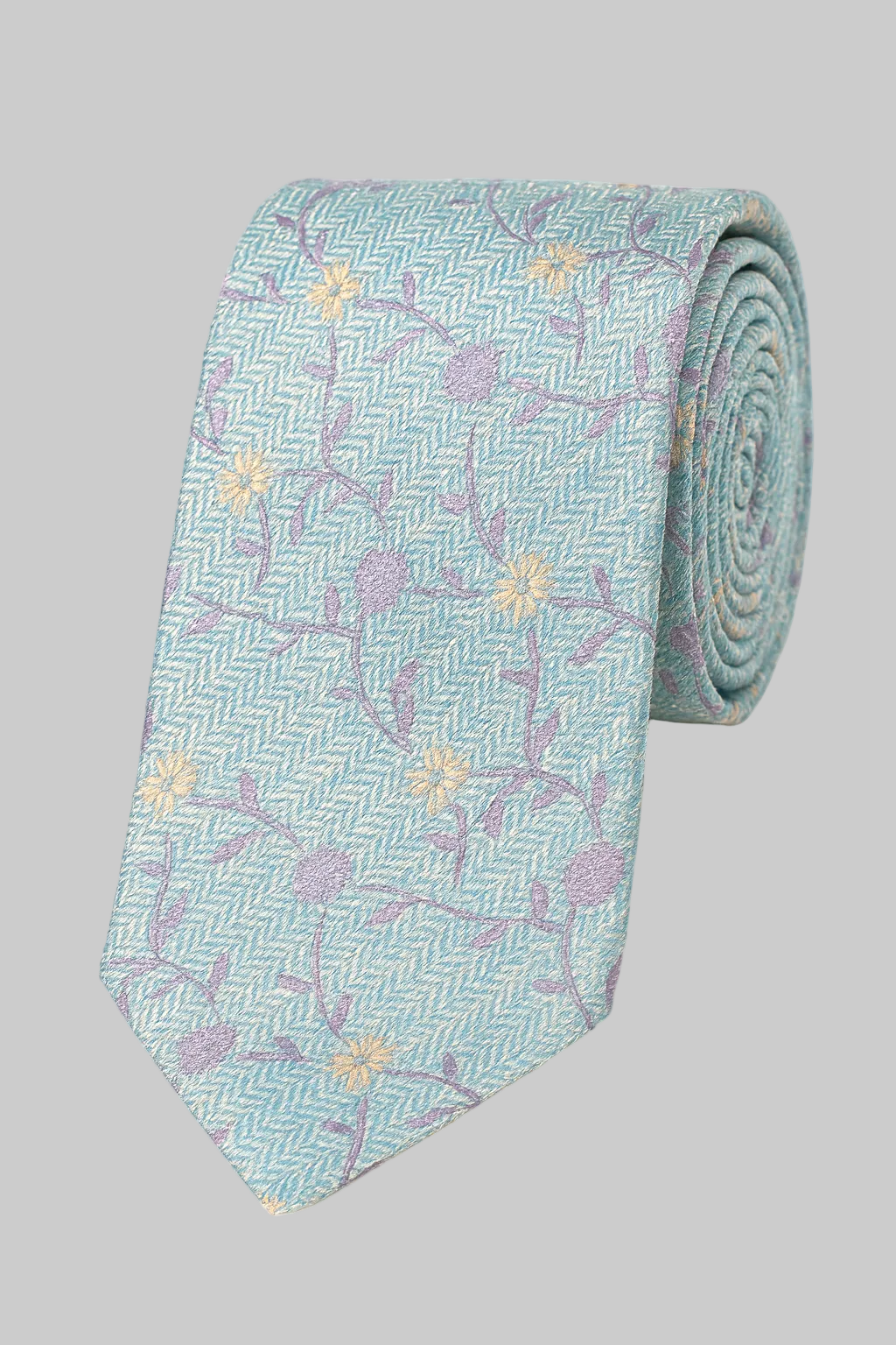 Ventage light blue and Purple Flowers Tie