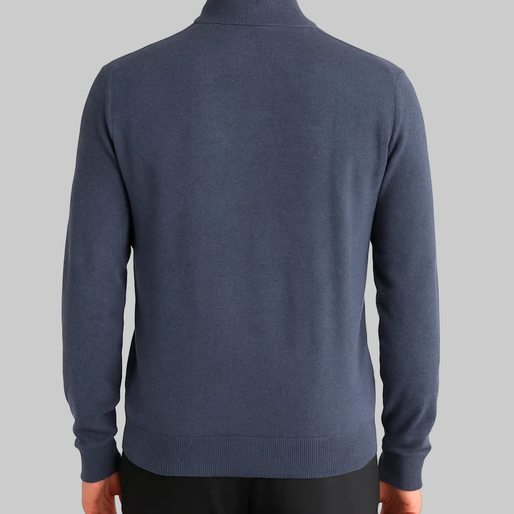 Denim Half Zip Sweater