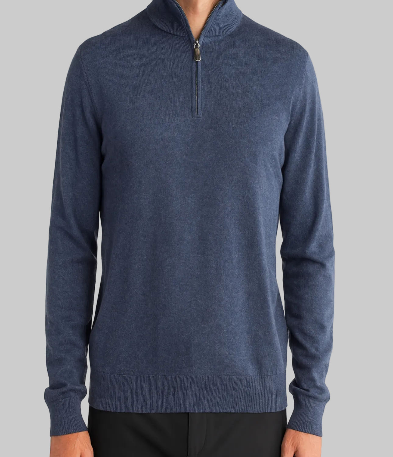 Denim Half Zip Sweater