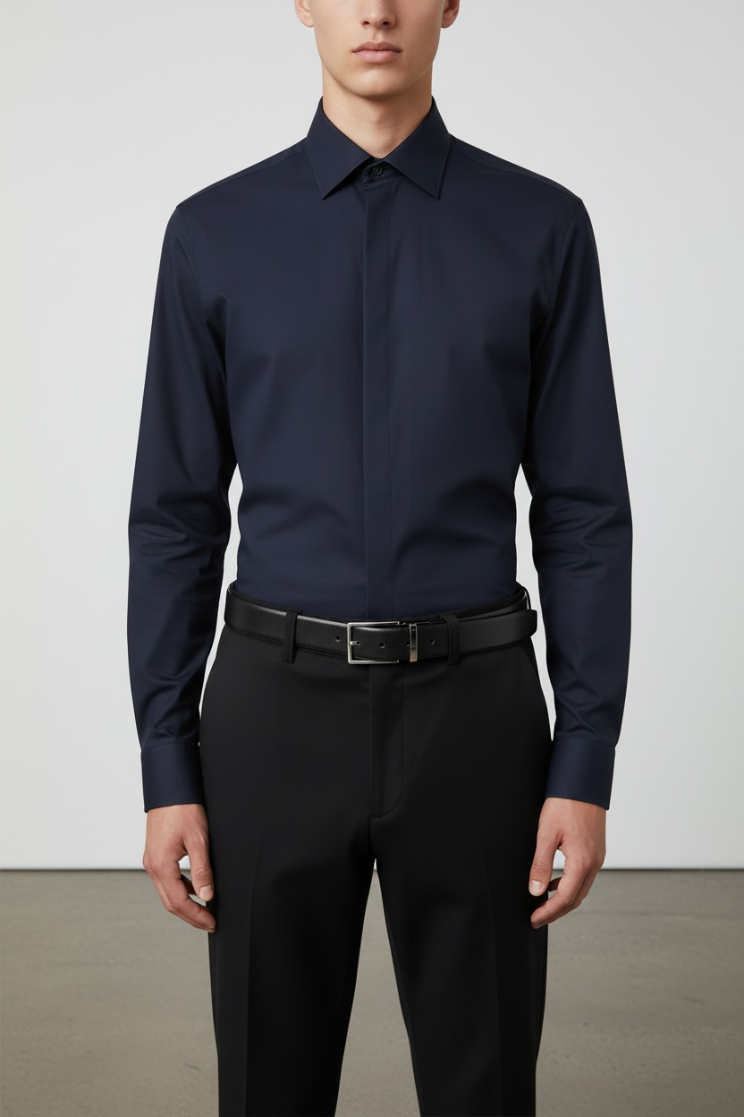 Midnight Black Smooth Leather Belt