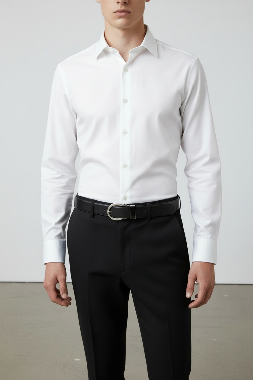 Classic Round Black Leather (Belt)